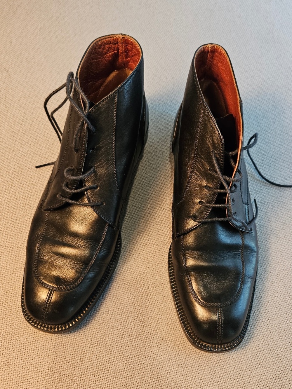 Ugo Rossetti lace-up booties. Black leather. Made in Italy. Size IT37/US7.5